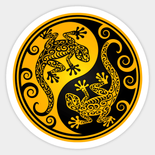 Yellow and Black Yin Yang Geckos Sticker